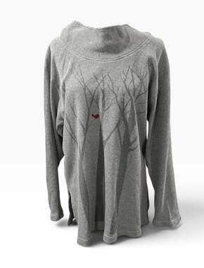 Marushka Gray Waffle Long Sleeve High Neck Top Cardinal in Woods Plus Size 2X